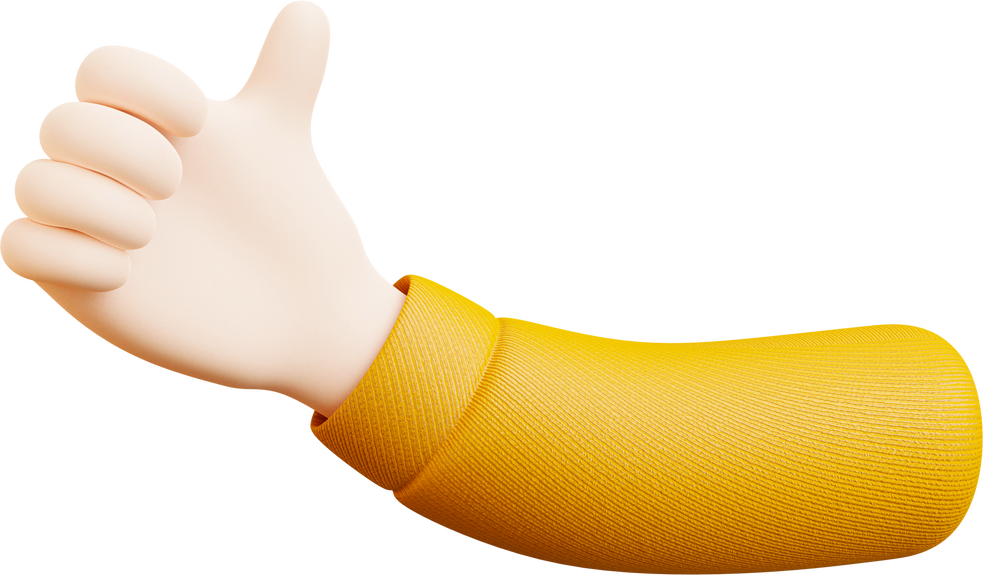 thumb up pose 3d icon.